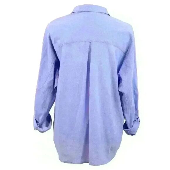 VINTAGE Democracy Blue Rolled Sleeve Pullover Shirt Size Medium - Picture 6 of 7